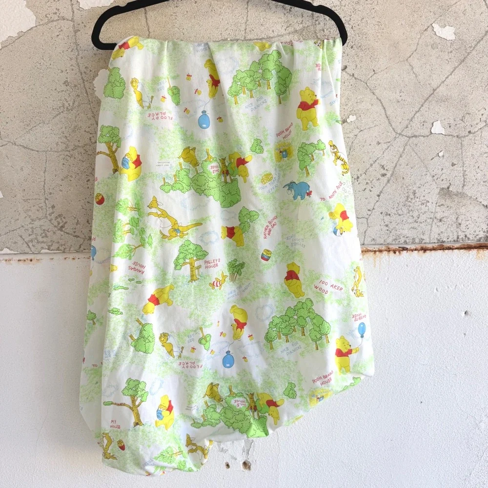 Vtg Winnie the Pooh Fitted Crib Sheet 100 Acre Wood Map Disney Sears 70s 80s